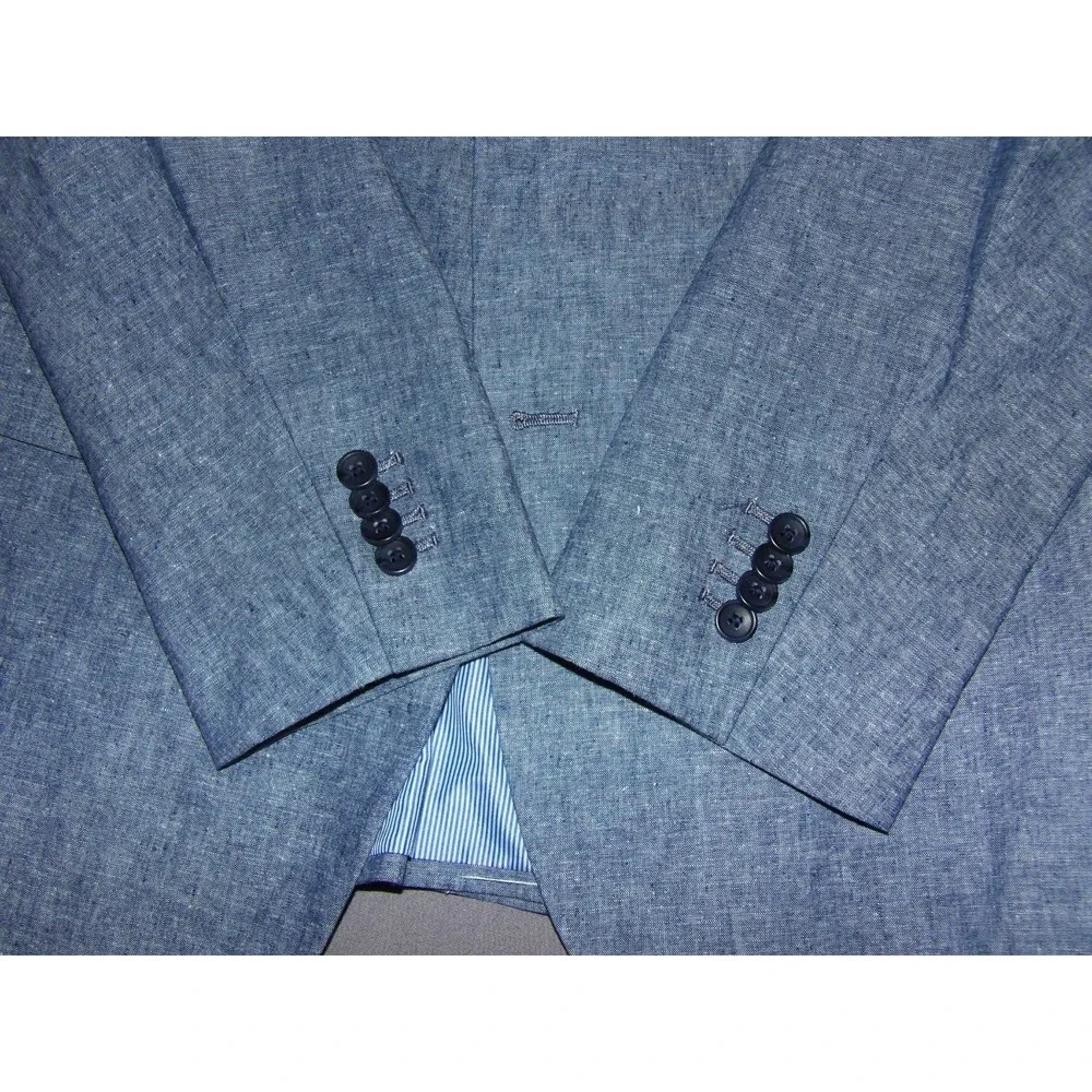 Banana Republic 2 Button Linen/Cotton Blue Blazer Men's 42 Short Standard Fit
